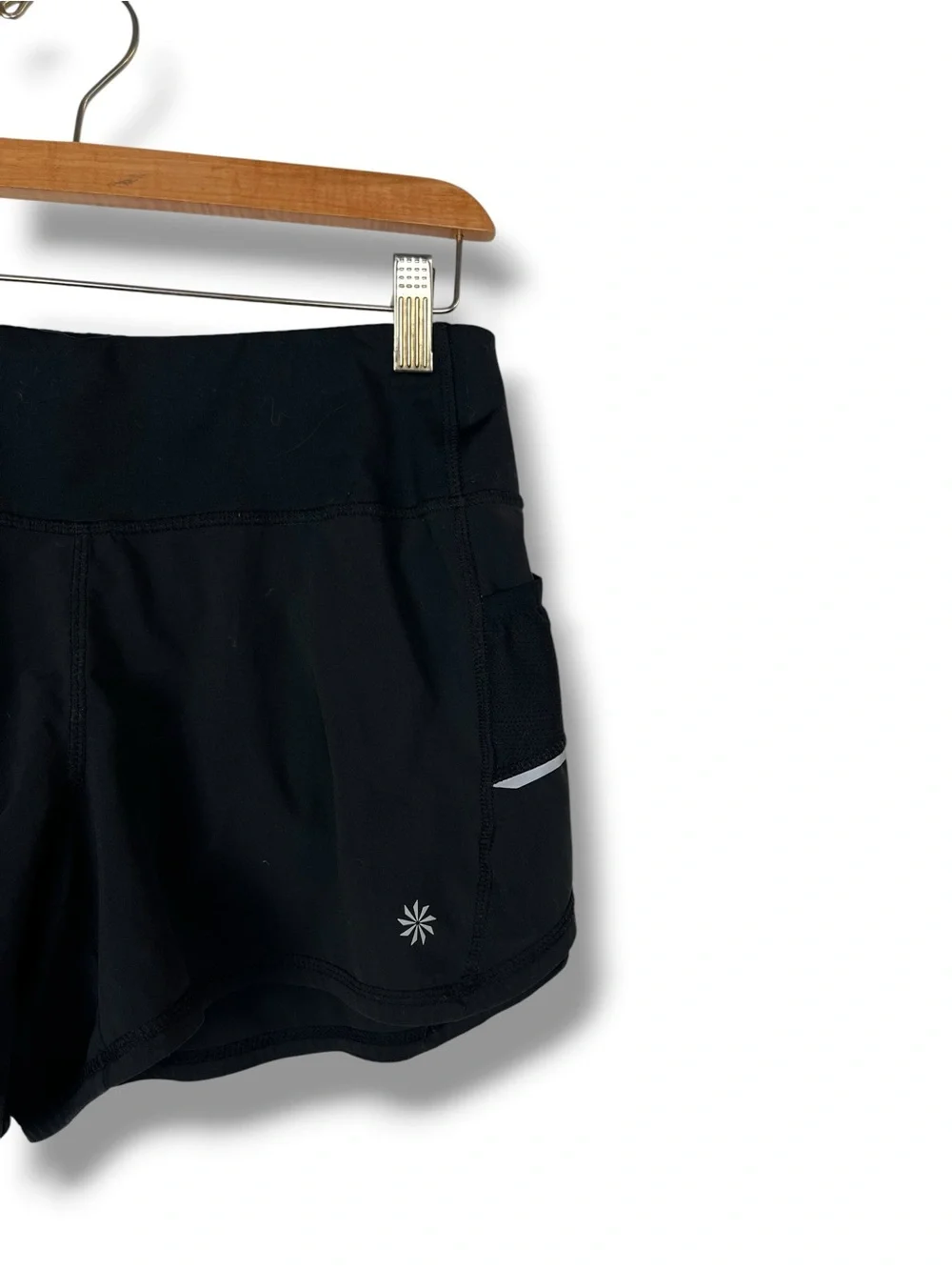 Athleta Black Active Shorts Small Lined Reflective Pockets Running